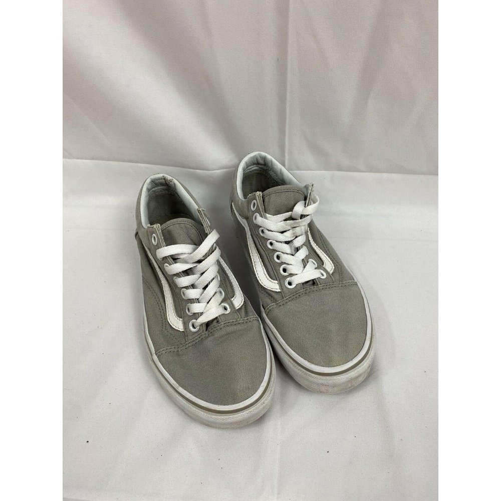 Mens Grey And White Low Top Vans Size 6.5 Womens 8
